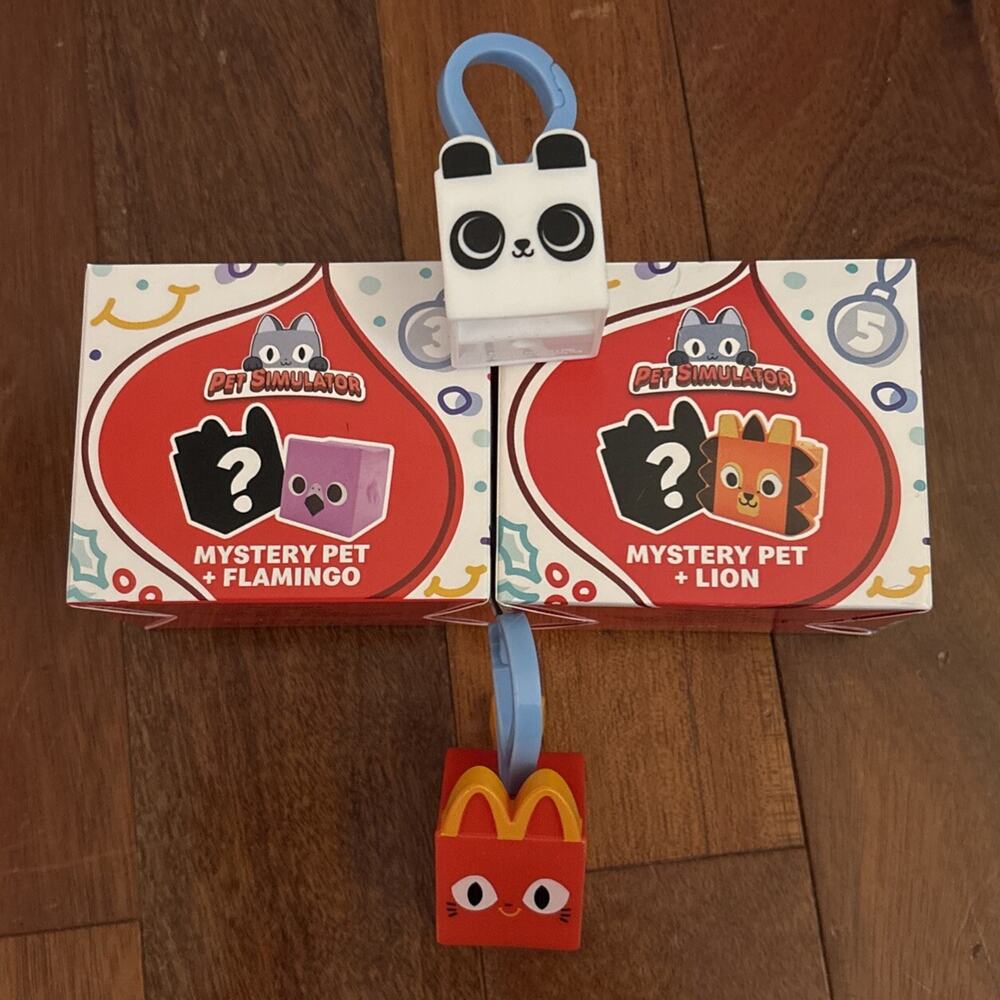 New McDonalds 2024 Happy Meal Toys Pet Simulator Roblox #3 Flamingo #5 Lion Lot
